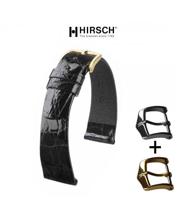 Watchstrap Hirsch PRESTIGE CROCO black 18mm