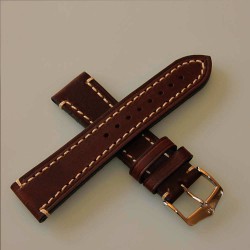 Watchstrap Hirsch Liberty dark brown 24mm white stiches