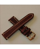 Watchstrap Hirsch Liberty dark brown 24mm white stiches