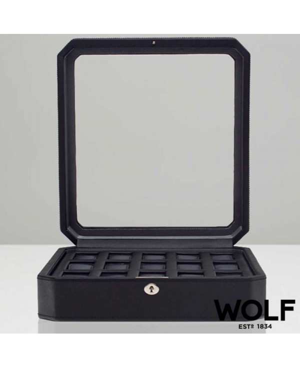 WOLF Windsor watchbox for 15 watches black WOLF Windsor watchbox for 15 watches black