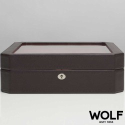 WOLF Windsor watchbox for 15 watches brown orange