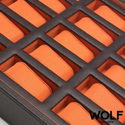 WOLF Windsor watchbox for 15 watches brown orange