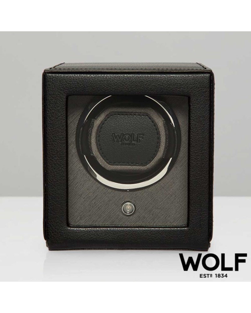 Watchwinder WOLF black with with glass cover