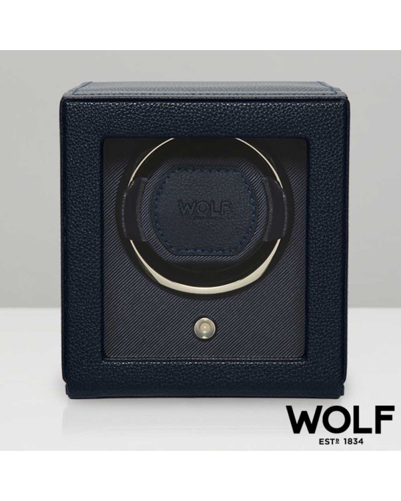 Watchwinder WOLF navy blue with with glass cover