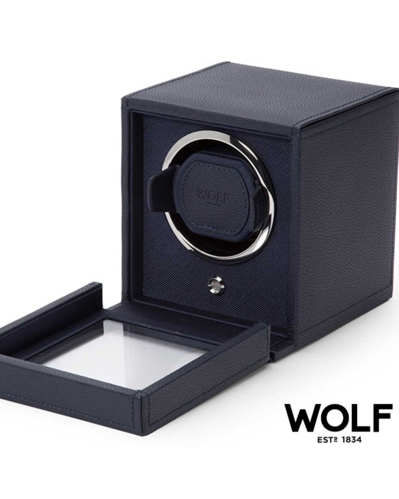 Remontoir WOLF pour 1 montre avec vitre BLEU navy
