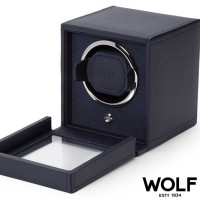 Remontoir WOLF pour 1 montre avec vitre BLEU navy