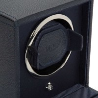 Watchwinder WOLF navy blue with with glass cover