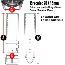 Bracelet Hirsch ASCOTT cuir noir lisse 20mm