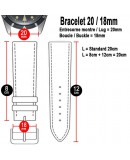 Bracelet Hirsch ASCOTT cuir noir lisse 20mm
