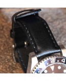 Bracelet Hirsch RUNNER cuir noir lisse 22mm