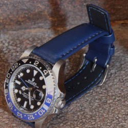 Bracelet Hirsch RUNNER bleu marine lisse 22mm waterproof