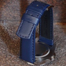 Bracelet Hirsch RUNNER bleu marine lisse 22mm