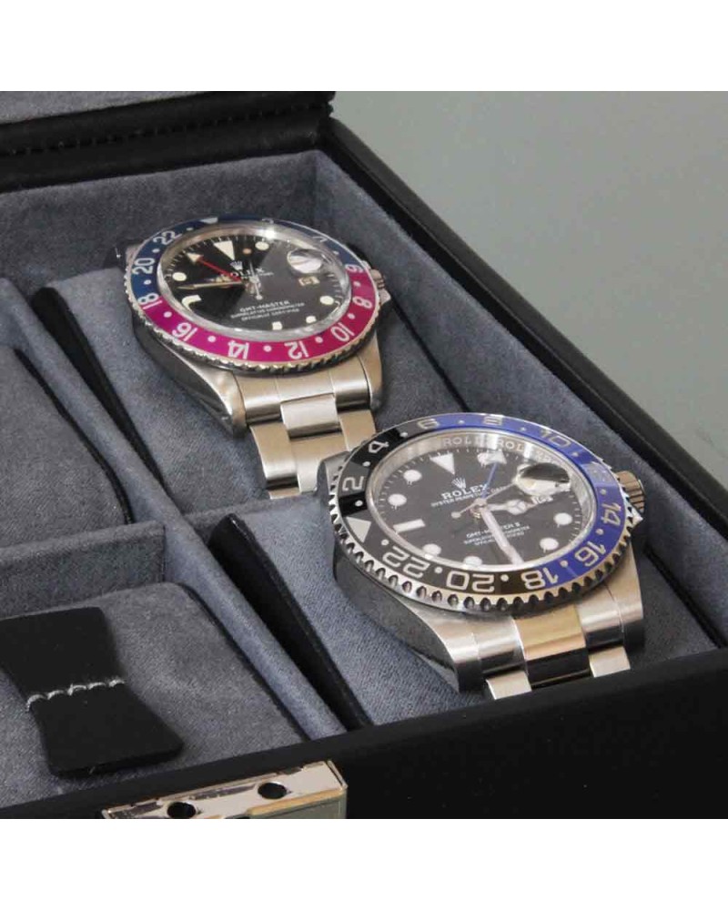 Black watchbox leather for 6 watches