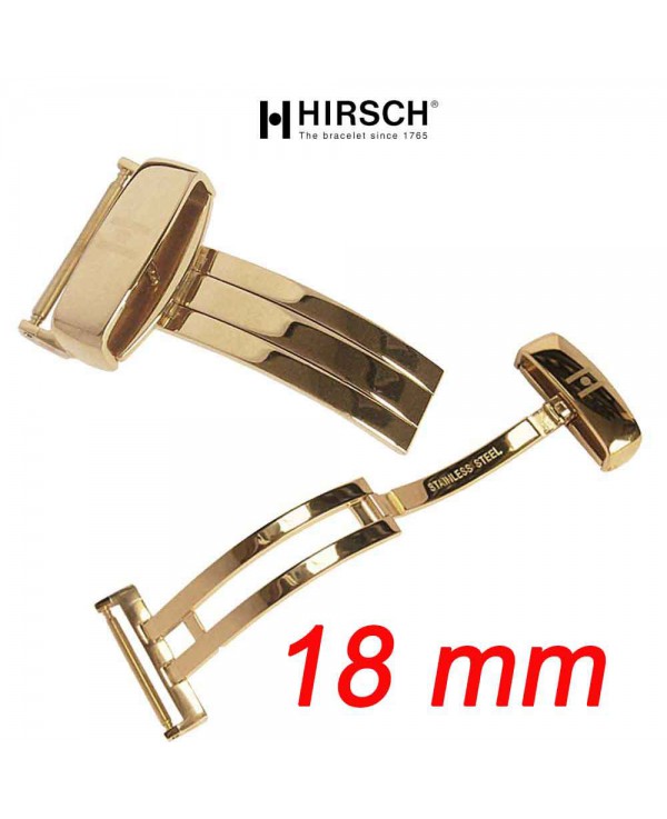 Buckle Hirsch deployment 18mm Polished gold plated Buckle Hirsch deployment 18mm Polished gold plated