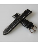 Watchstrap Hirsch KNIGHT black 22mm white stiches Watchstrap Hirsch KNIGHT black 22mm white stiches