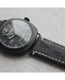 Watchstrap Hirsch KNIGHT black 22mm white stiches Watchstrap Hirsch KNIGHT black 22mm white stiches