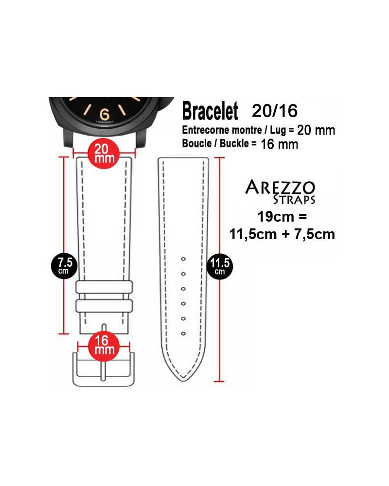 Watchstrap AREZZO PATINO brown 20mm