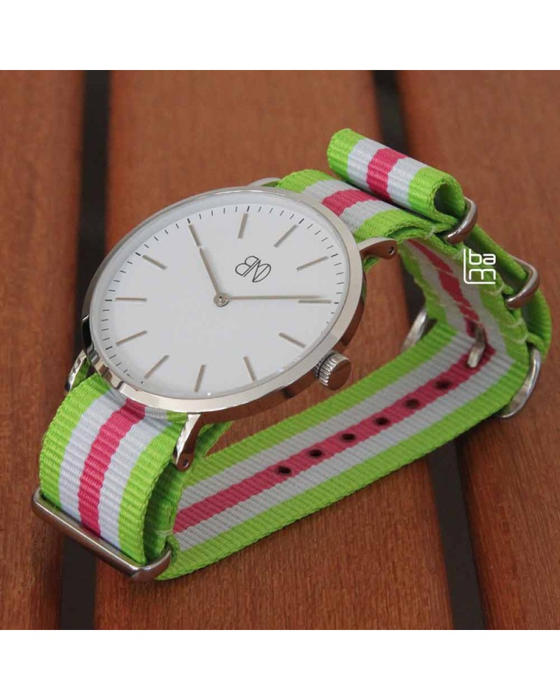 NATO Strap APPLE green and pink 20mm
