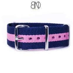 Bracelet NATO 20mm BLEU et ROSE