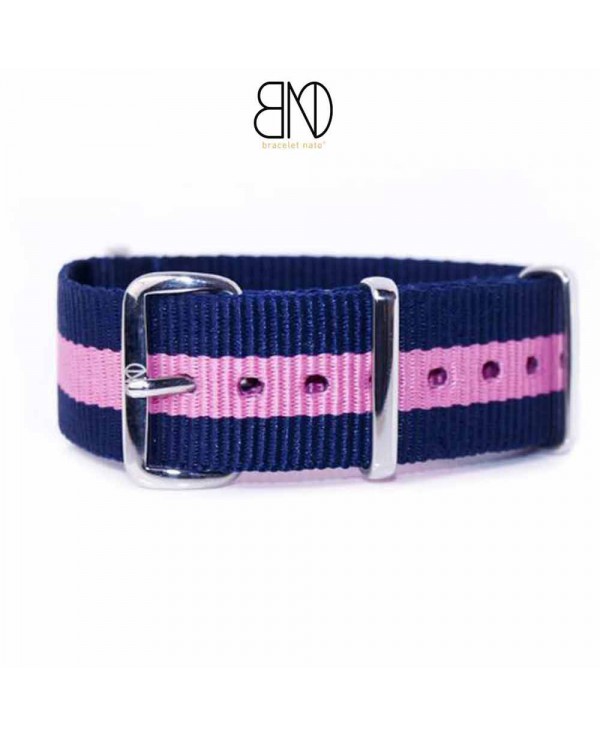 Bracelet NATO 20mm BLEU et ROSE