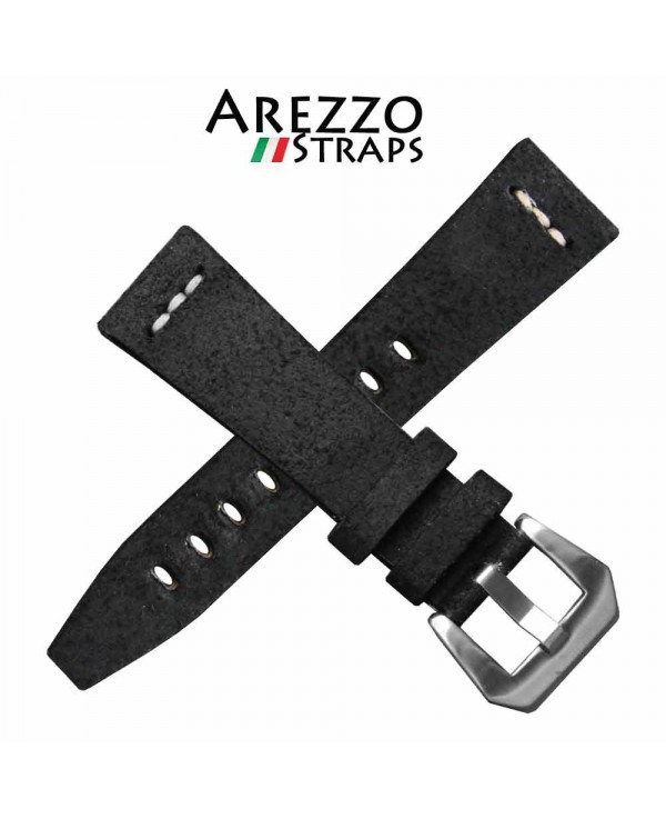 Watchstrap AREZZO SAFARI black 20mm