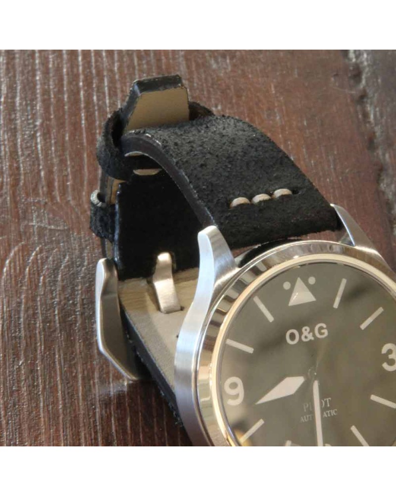 Watchstrap AREZZO SAFARI black 20mm