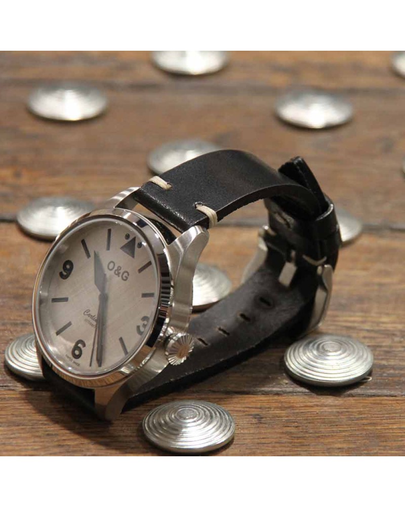 Watchstrap AREZZO BUFFALO black 24mm