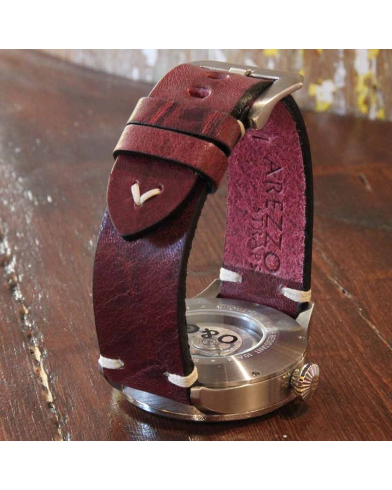 Watchstrap AREZZO BUFFALO bordeaux 24mm