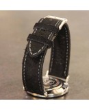 Watchstrap AREZZO NUBUCK SLIM black 18mm