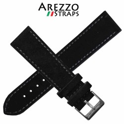 Watchstrap AREZZO NUBUCK SLIM black 20mm