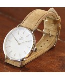 Watchstrap AREZZO NUBUCK SLIM beige 18mm