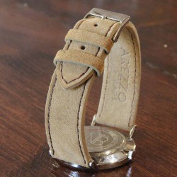 Watchstrap AREZZO NUBUCK SLIM beige 18mm