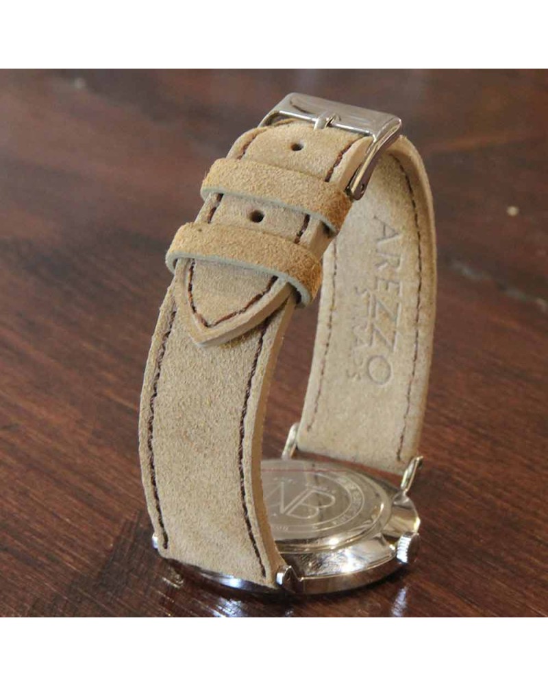 Watchstrap AREZZO NUBUCK SLIM beige 18mm