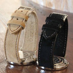 Watchstrap AREZZO NUBUCK SLIM beige 18mm