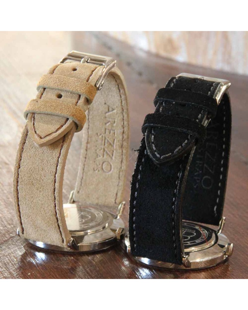 Watchstrap AREZZO NUBUCK SLIM beige 20mm