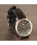 Watchstrap AREZZO NUBUCK SLIM black 22mm