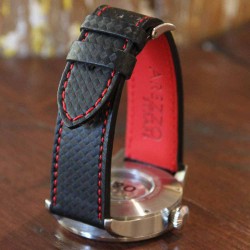 Bracelet montre waterproof etanche AREZZO RACING coutures rouge 20mm