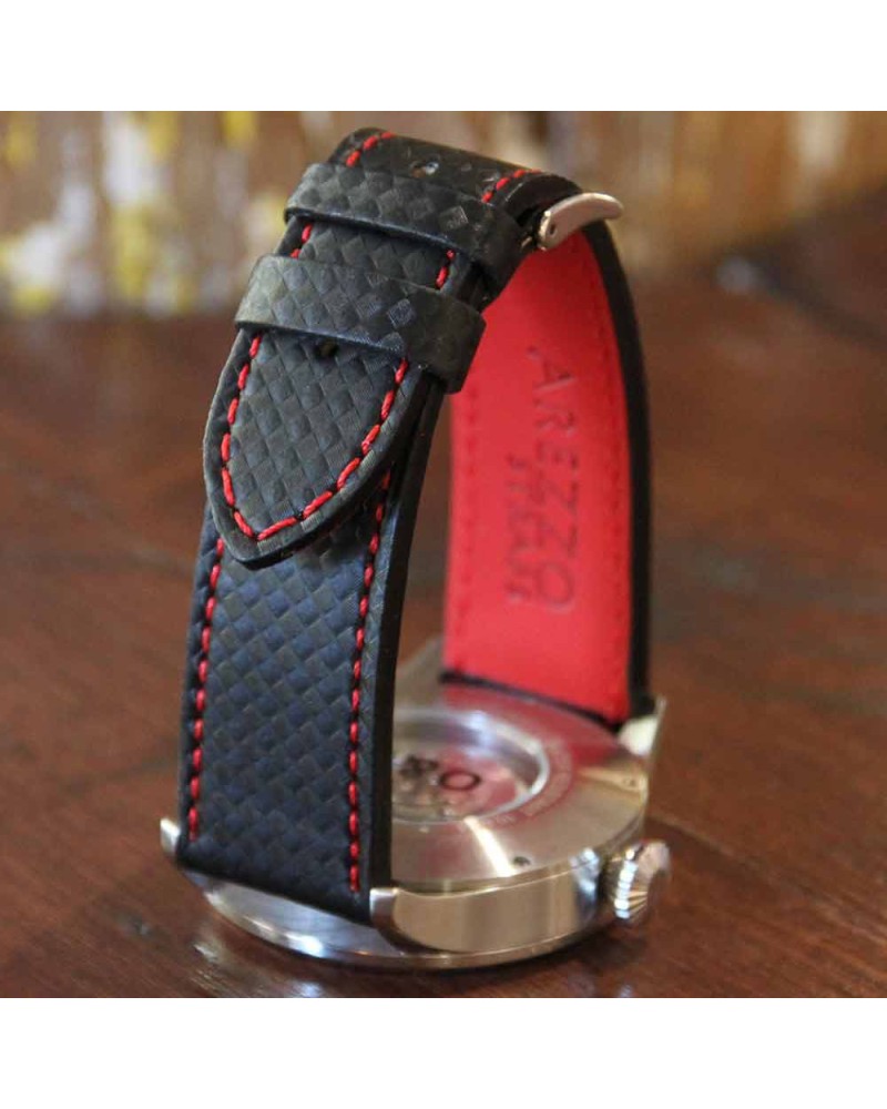 Watchstrap AREZZO RACING red stich 22mm