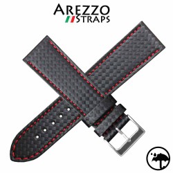 Bracelet montre waterproof etanche AREZZO RACING coutures rouge 20mm