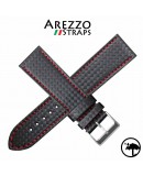 Bracelet montre waterproof etanche AREZZO RACING coutures rouge 20mm