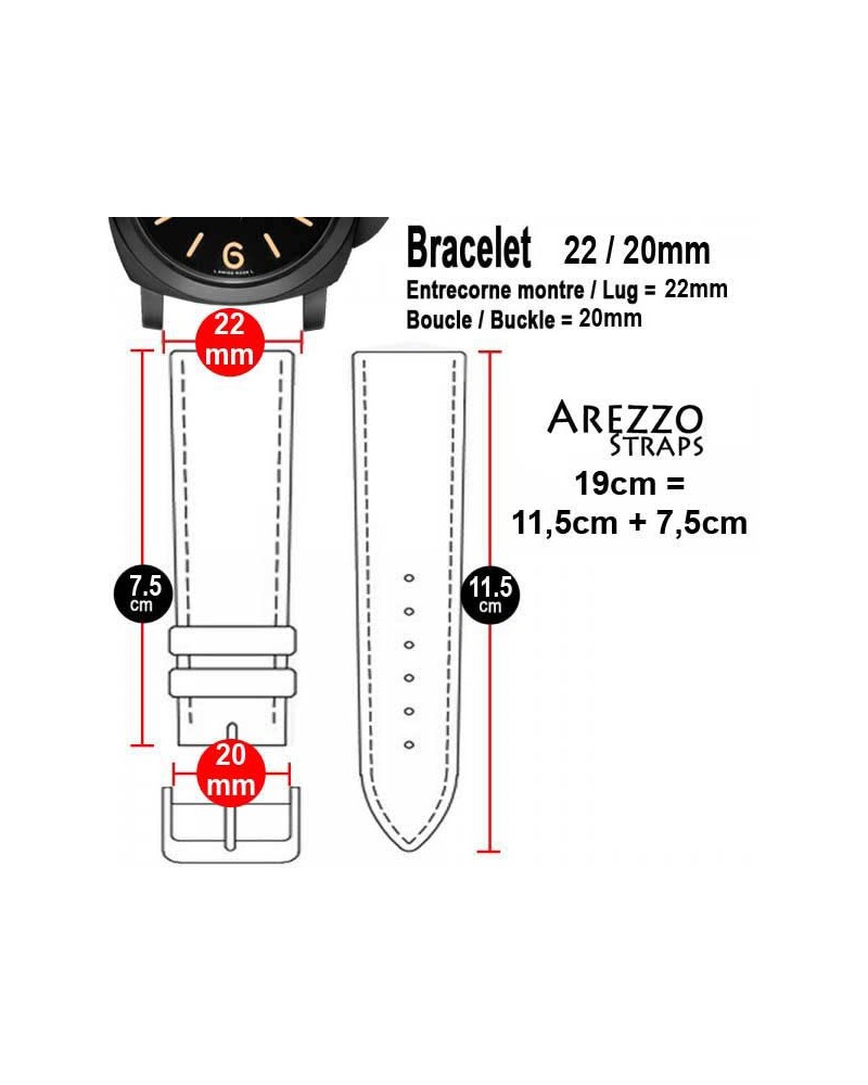 Watchstrap AREZZO RACING blue stich 22mm