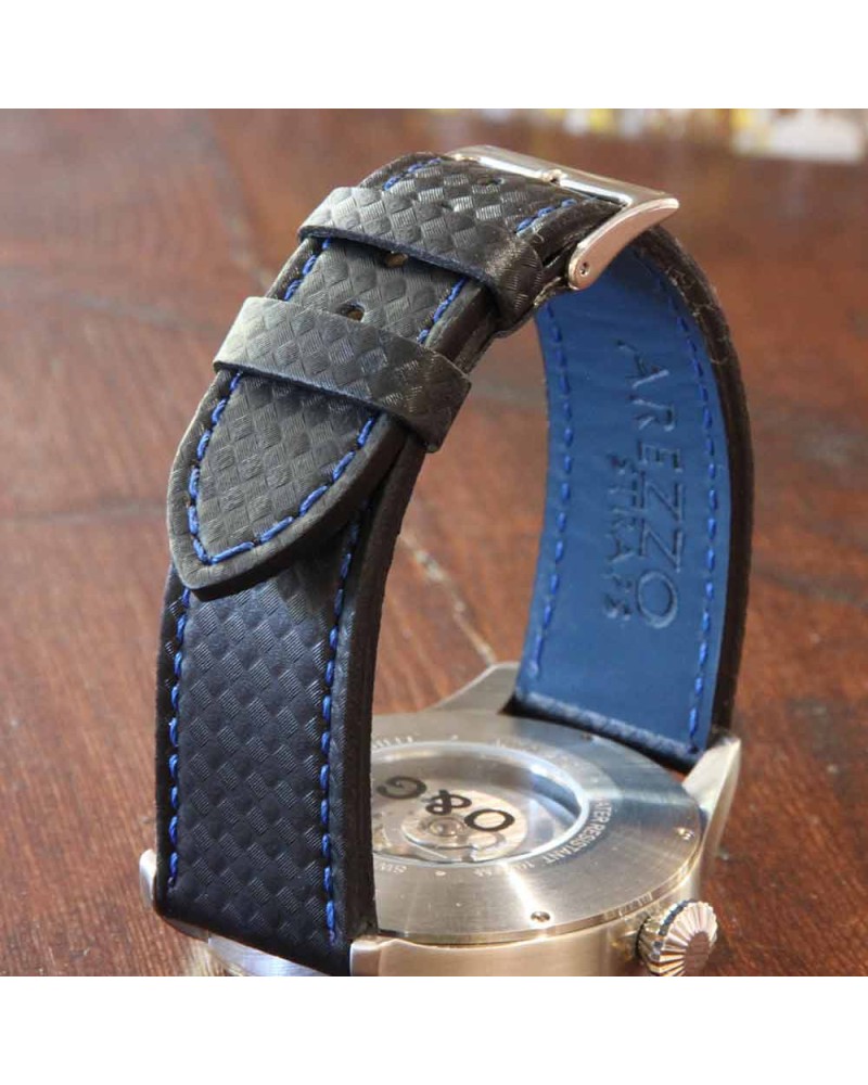 Watchstrap AREZZO RACING blue stich 22mm