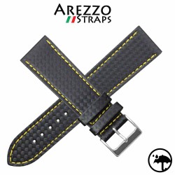 Bracelet montre AREZZO RACING couture jaune 20mm