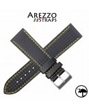 Bracelet montre AREZZO RACING couture jaune 20mm