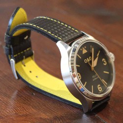 Watchstrap AREZZO RACING yellow stich 20mm