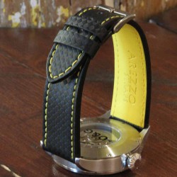 Watchstrap AREZZO RACING yellow stich 20mm