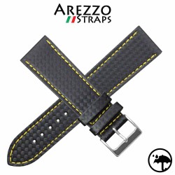 Bracelet montre AREZZO RACING couture jaune 22mm