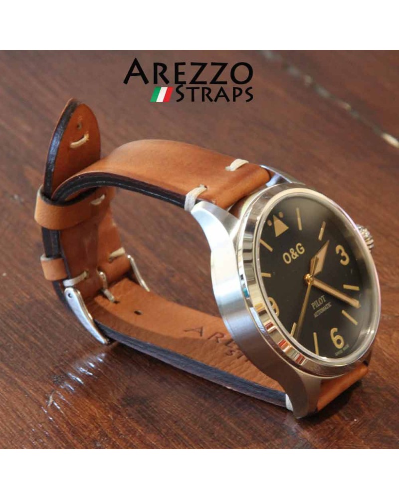 Watchstrap AREZZO VINTAGE leather honey 22mm