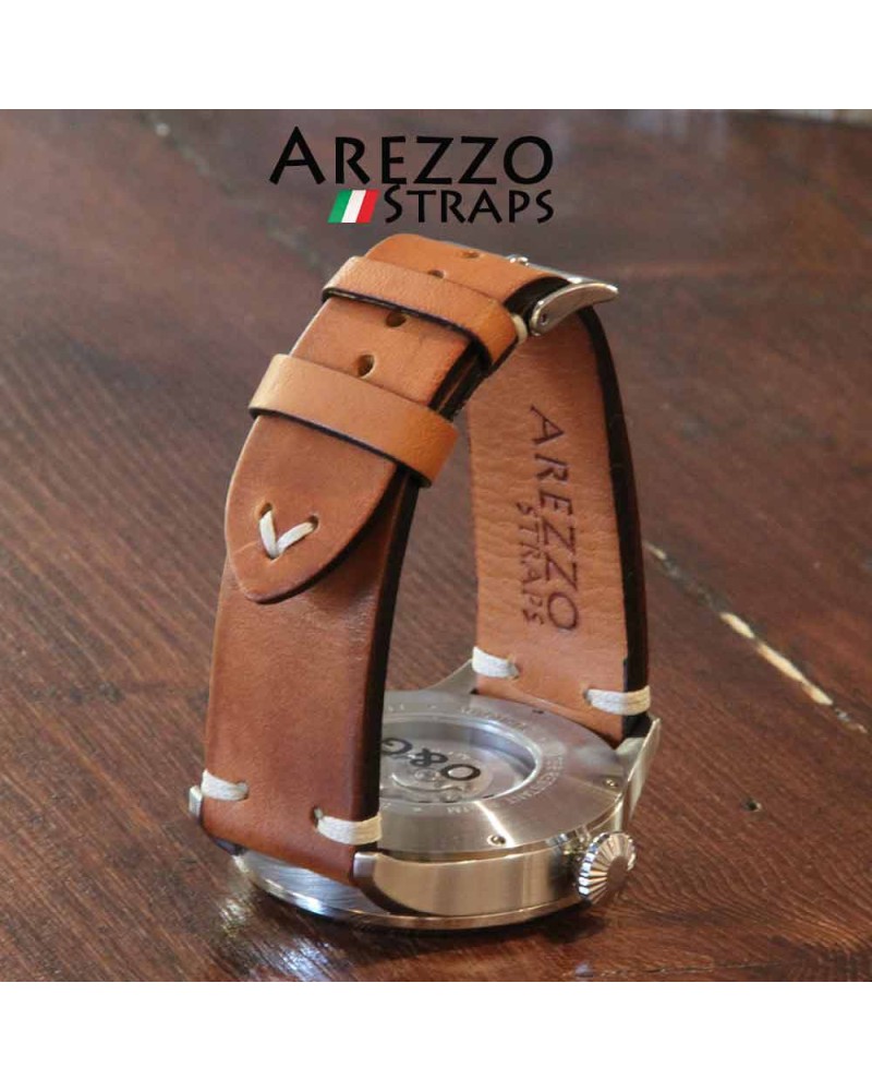 Watchstrap AREZZO VINTAGE leather honey 18mm