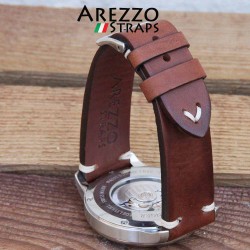 Watchstrap AREZZO VINTAGE leather brown 22mm